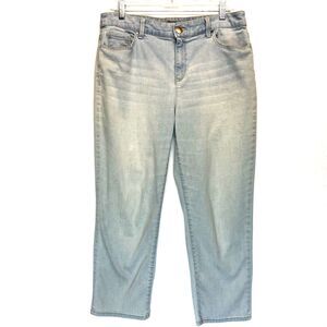 Chicos Jeans Cropped Size 8 Platinum Light Wash Cotton Stretch Blue